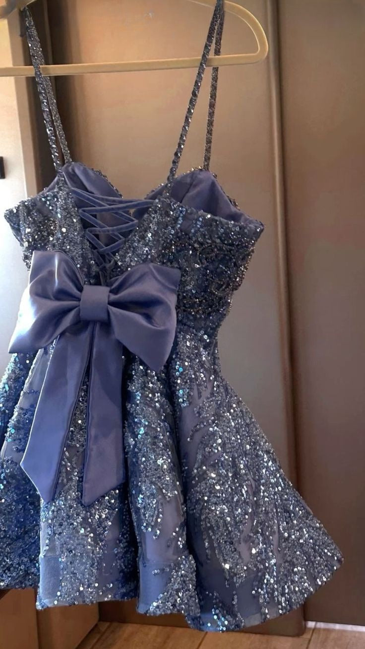 A Line Sequins Short Prom Dress Birthday Party Dress Homecoming Dress