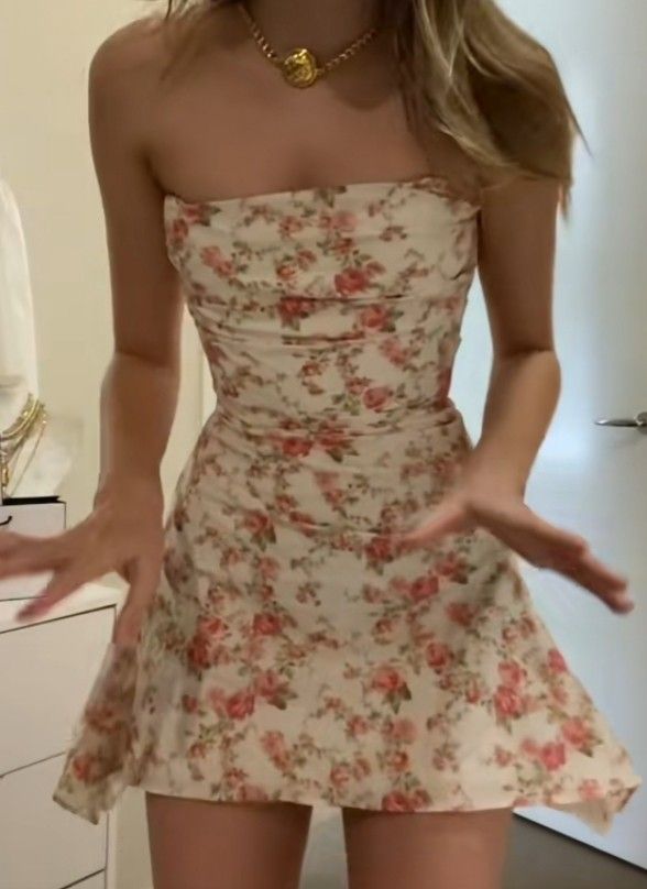New Arrival Strapless Floral Print Homecoming Dress Party Dress - FashionDia
