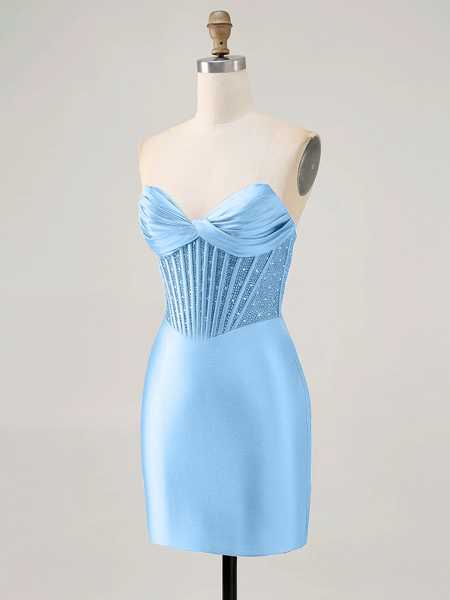 Strapless Bodycon Beaded Corset Homecoming Dress