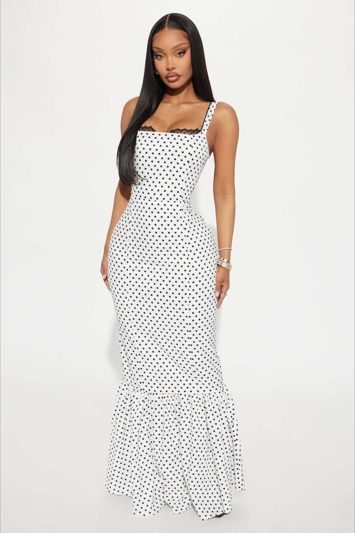 Polka Dot Cami Lace Dress - View 3 | VelvetHem