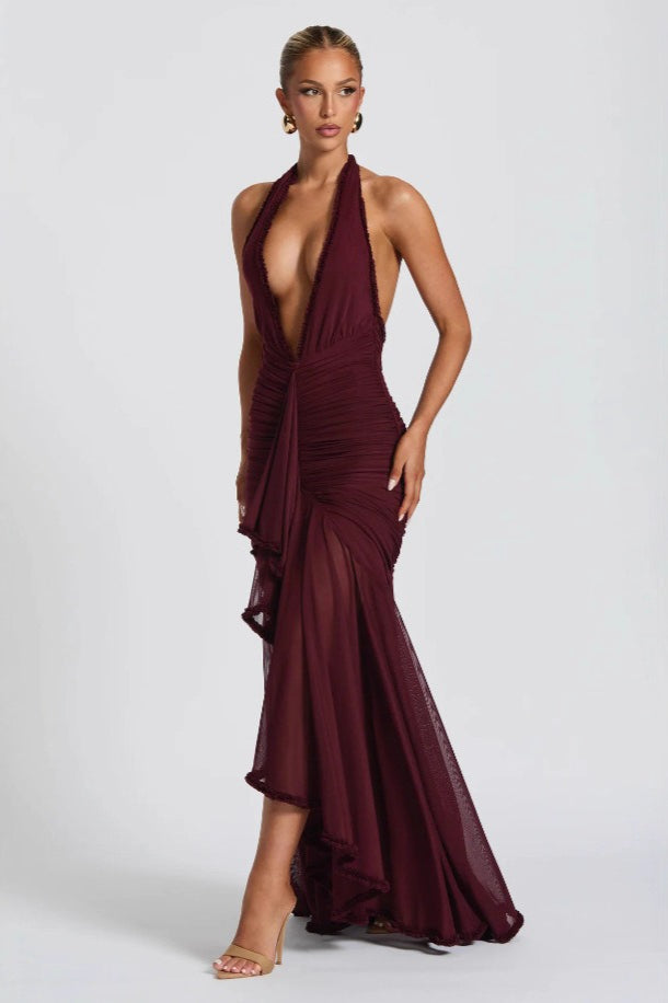 Sexy Deep V Dress with Relaxed Fit and Streetwear Style