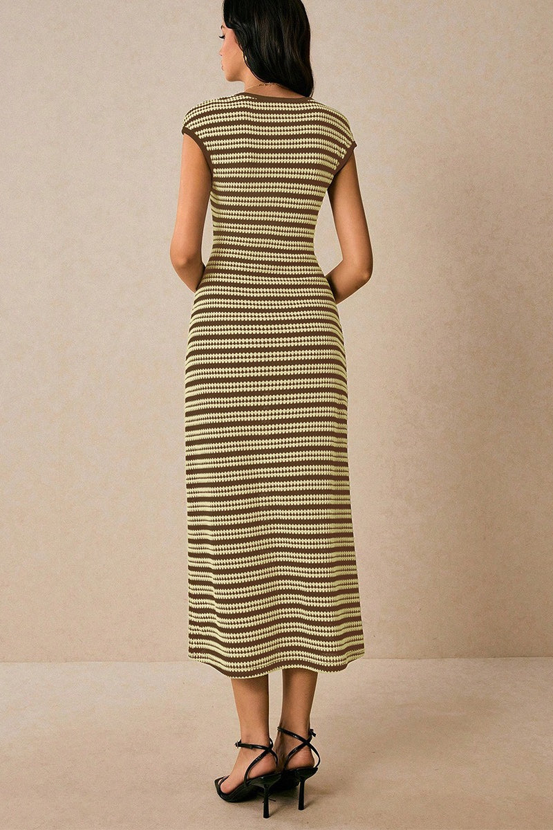 Striped Knit Bodycon Work Dress - View 8 | VelvetHem