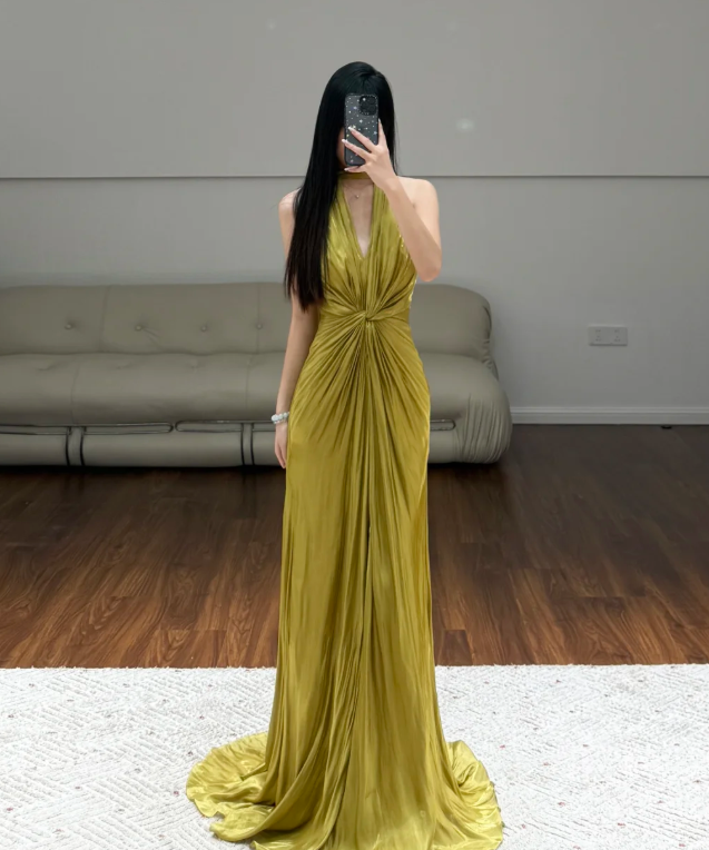 V Neck Prom Party Dress Evening Dress Classy Birthday Outfit