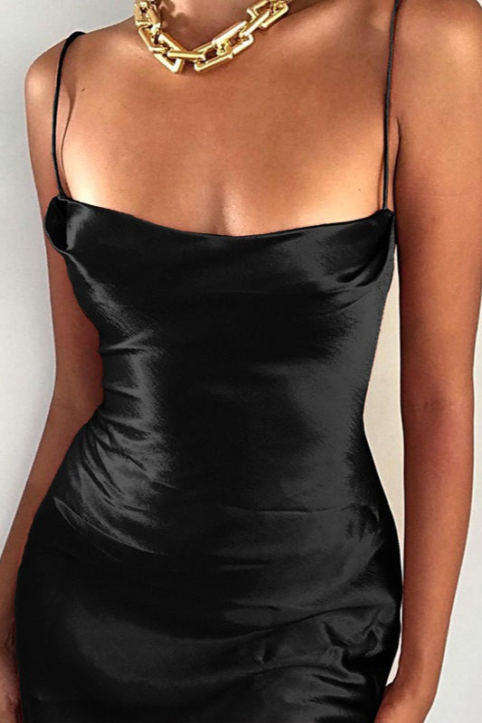 Satin Cami Bodycon Elegant Silk Dress - View 4 | VelvetHem