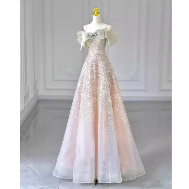 A-Line Straps Sequin Long Evening & Prom Dress - FashionDia