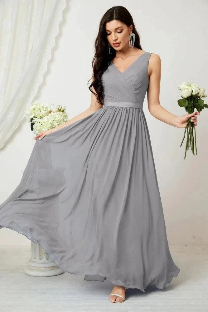 Women's Chiffon Long Bridesmaid Dresses A line Sleeveless Formal Prom Gown for Evening Party Homecoming Dresses 2808 by numbersea