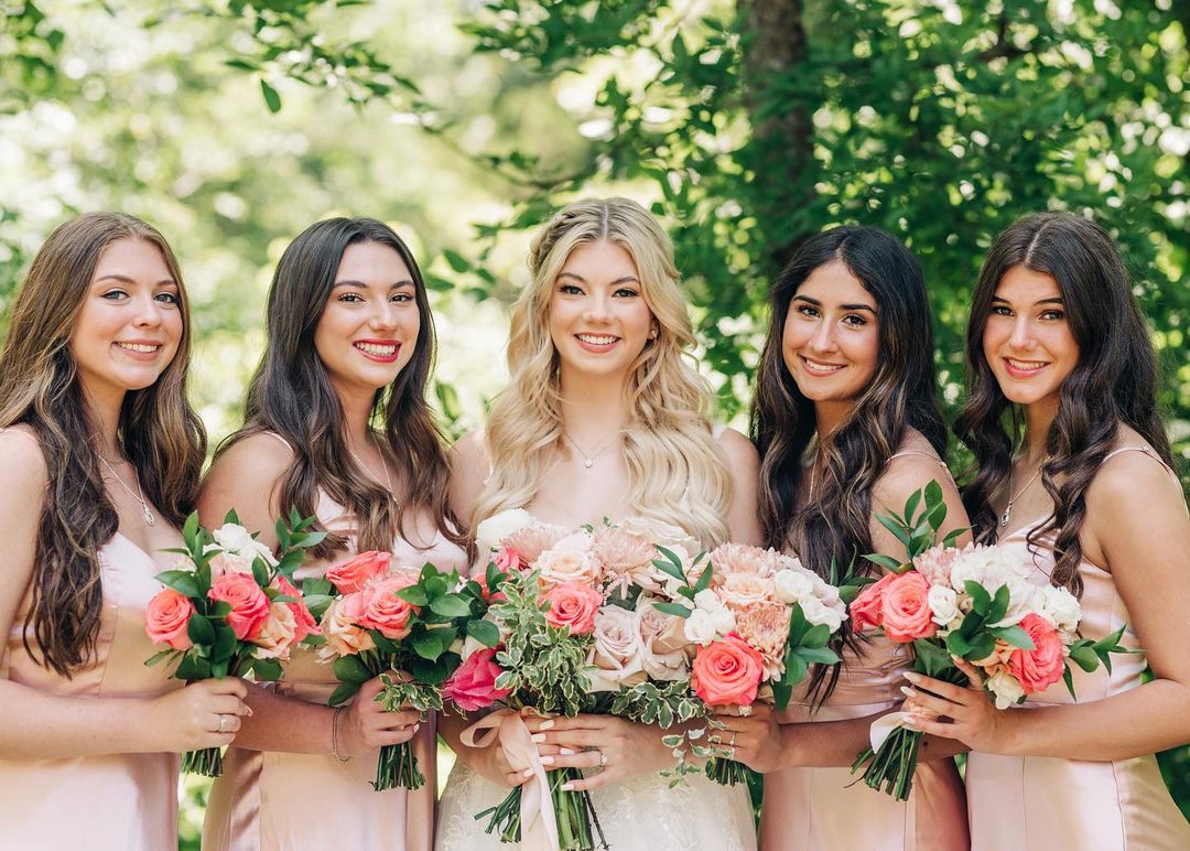 Beautiful A Line Spaghetti Straps Blush Long Bridesmaid Dress with Split Front