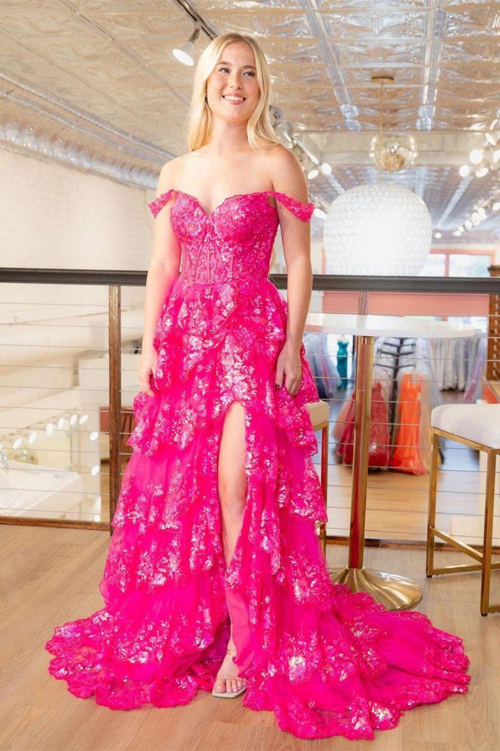 Princess A Line Sweetheart Blue Corset Prom Dress with Lace Ruffles