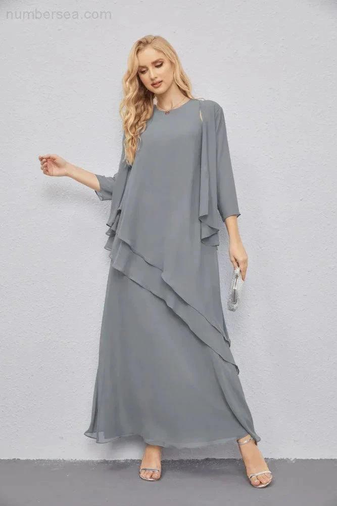 Mother of Bride Dresses with Open Front Lightweight Cardigan Formal Prom Gown  28081 (ZD16990)