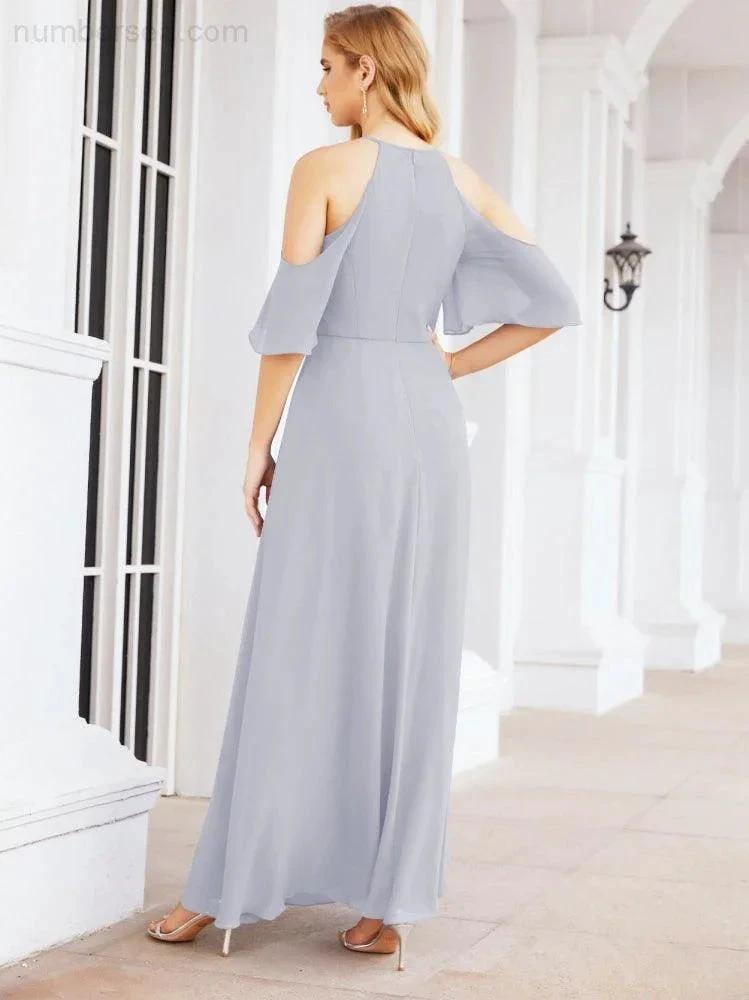 ZapDress Cold Shoulder Bridesmaid Dresses A-Line Long Formal Evening Gowns 28074 (ZD17048)