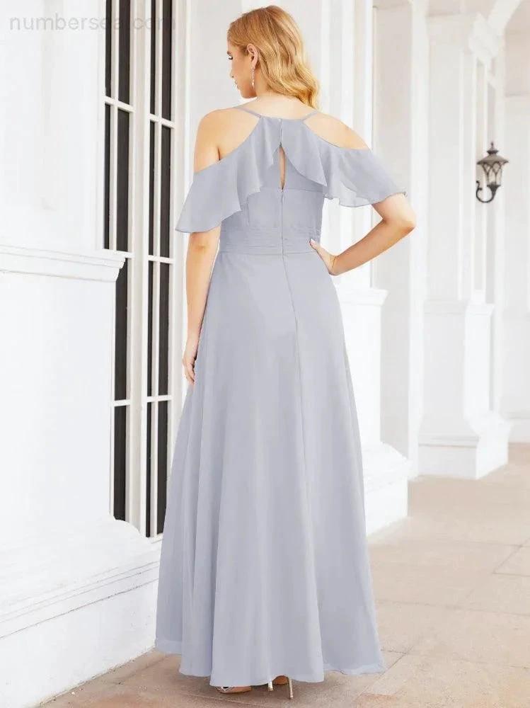 ZapDress Cold Shoulder Long Bridesmaid Dresses Side Slit Formal Prom Gowns Party Wedding 28070 (ZD16993)