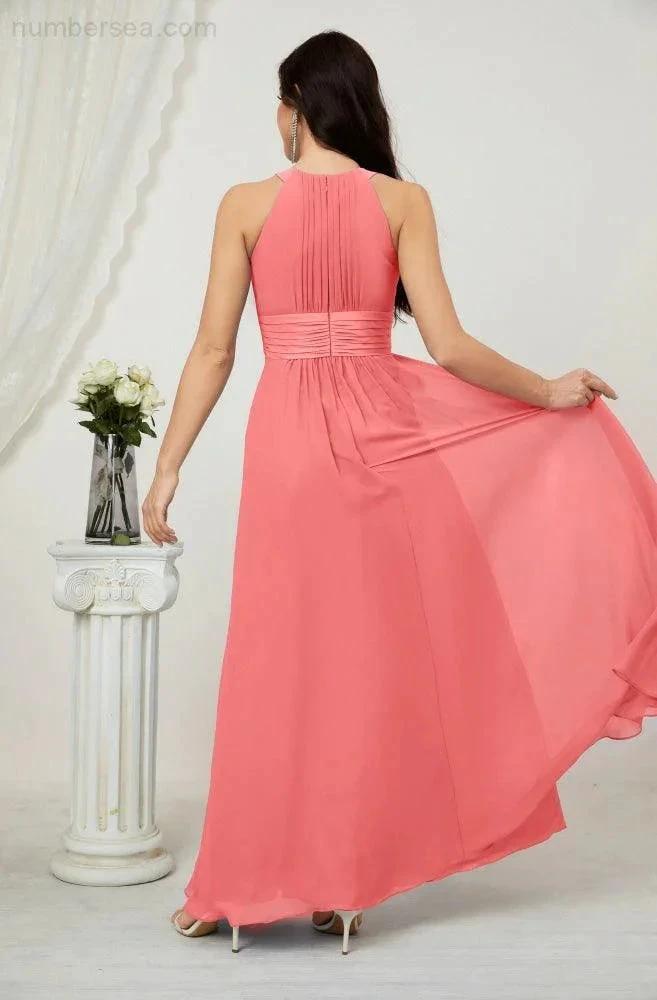 ZapDress Formal Party Gown Dress Chiffon Halter Long Sleeveless Bridesmaid Dresses 2802 (ZD16960)