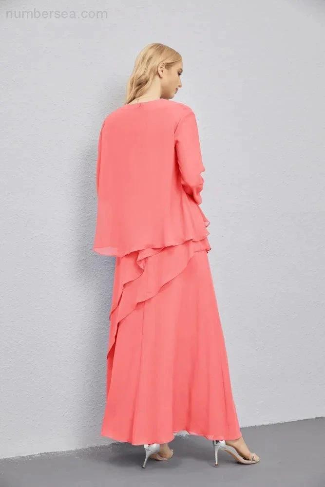 Mother of Bride Dresses with Open Front Lightweight Cardigan Formal Prom Gown  28081 (ZD16990)