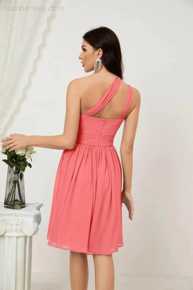 ZapDress Women Chiffon Short One Shoulder Bridesmaid Dress Formal Dresses for Party Homecoming  2804 (ZD16948)