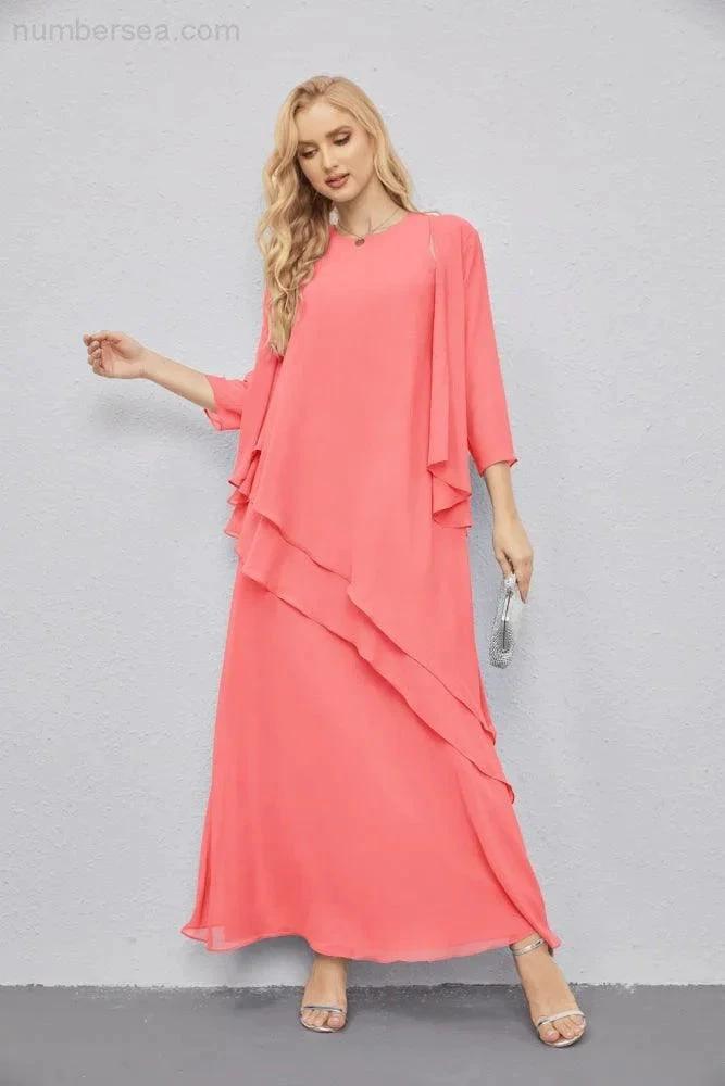 Mother of Bride Dresses with Open Front Lightweight Cardigan Formal Prom Gown  28081 (ZD16990)