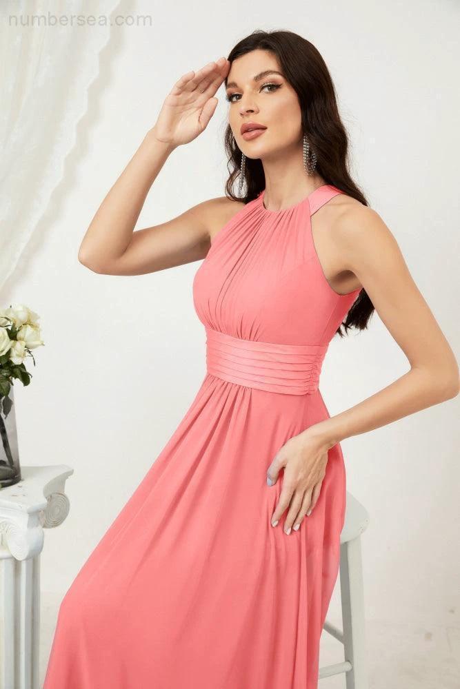 ZapDress Formal Party Gown Dress Chiffon Halter Long Sleeveless Bridesmaid Dresses 2802 (ZD16960)