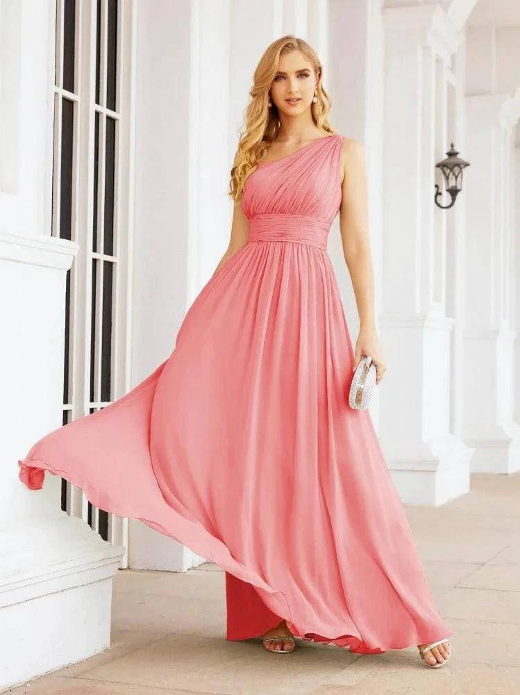 Numbersea One Shoulder Bridesmaid Dresses Long Maxi Formal Evening Party Prom Gowns 28061 by numbersea