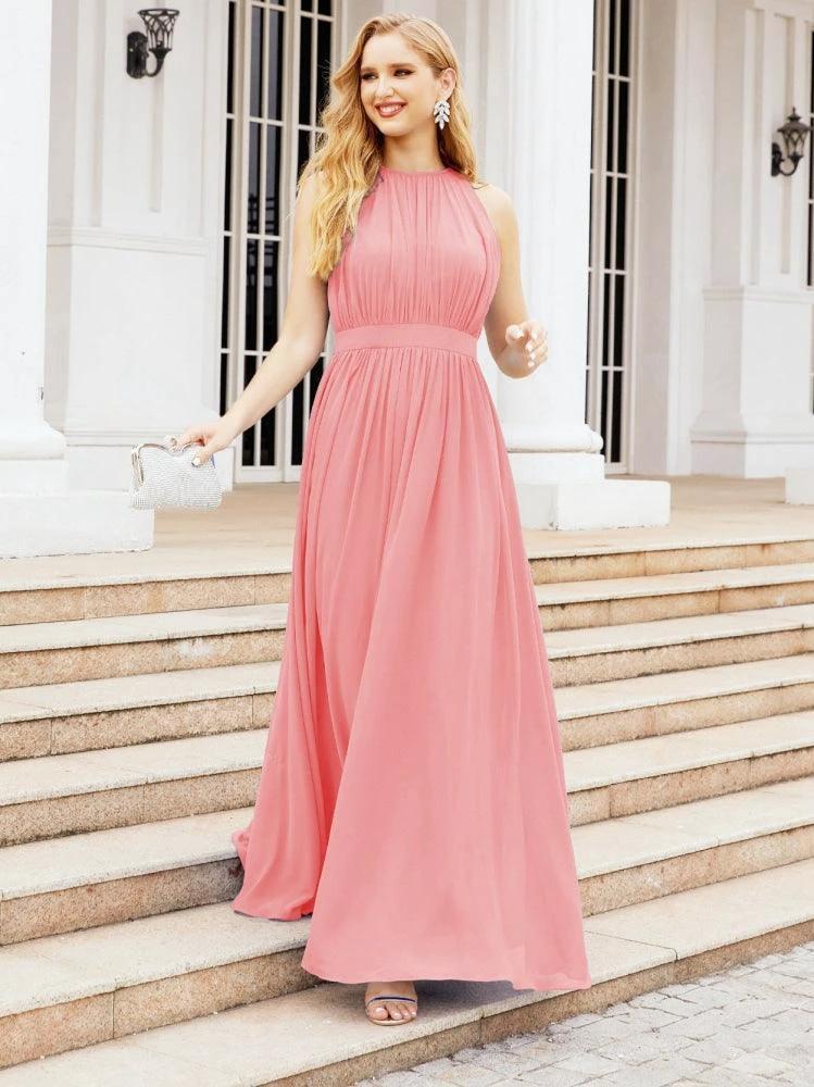 Numbersea Halter Bridesmaid Dress Empire Waist Formal Evening Prom Gown for Mother of The Bride 28030 by numbersea
