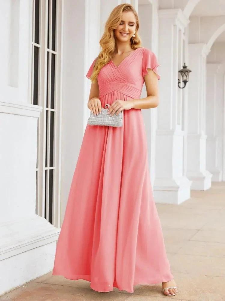 Numbersea Formal Prom Gowns for Mother of The Bride Cap Sleeves Bridesmaid Dress 28047 by numbersea
