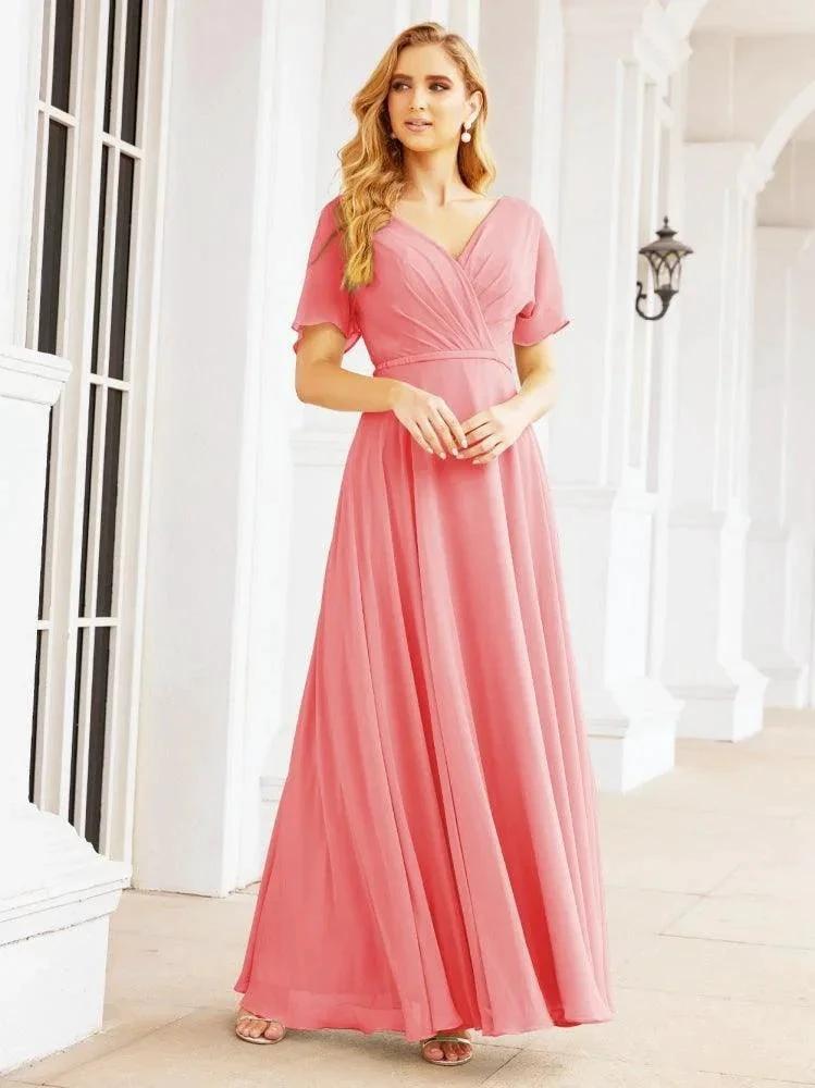 Numbersea Formal Prom Gowns for Mother of The Bride Short Sleeves Bridesmaid Dress 28049 by numbersea