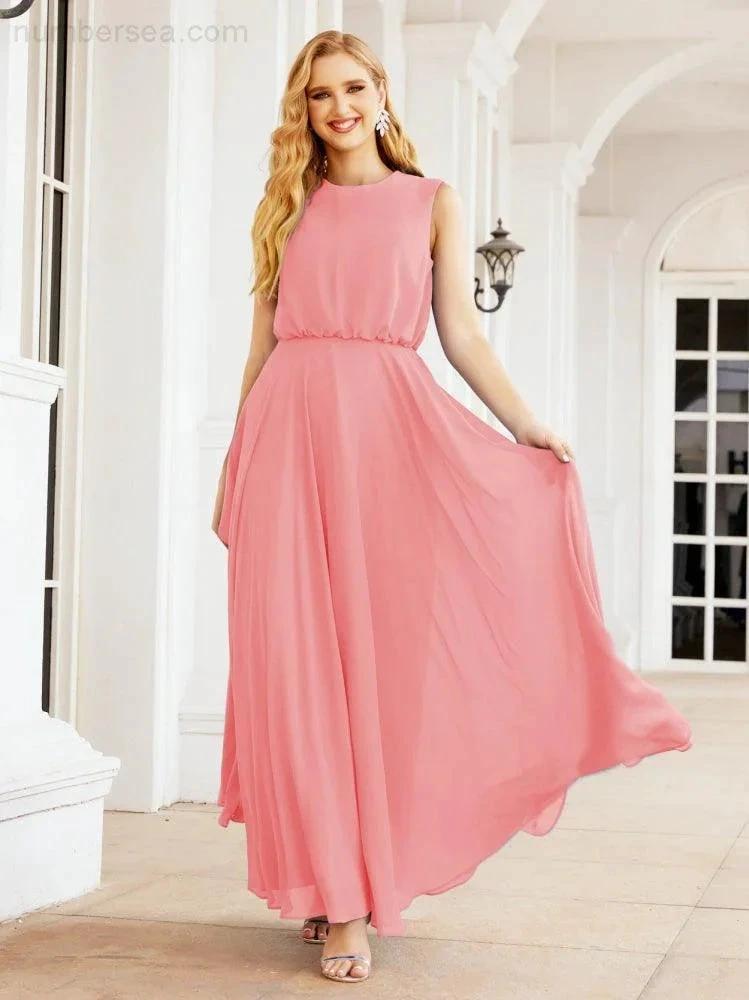 ZapDress Sleeveless Long Bridesmaid Dress A line Formal Evening Prom Gown 28025 (ZD17053)