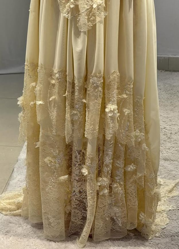 Yellow A Line Sweetheart Neck Long Prom Dress Evening Dress With Applique