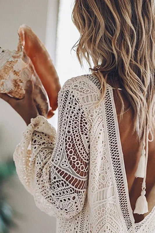 Hollow Out Tassel Urban Dress for Everyday Wear Boutique Fashion Style
