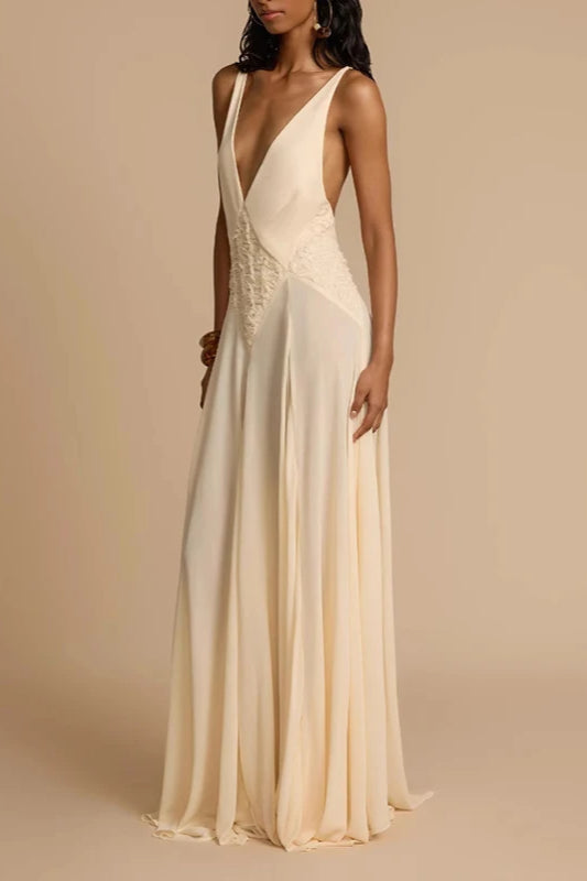 Deep V Neck Minimalist Dress for Comfort Fit Design Boutique Fashion Style