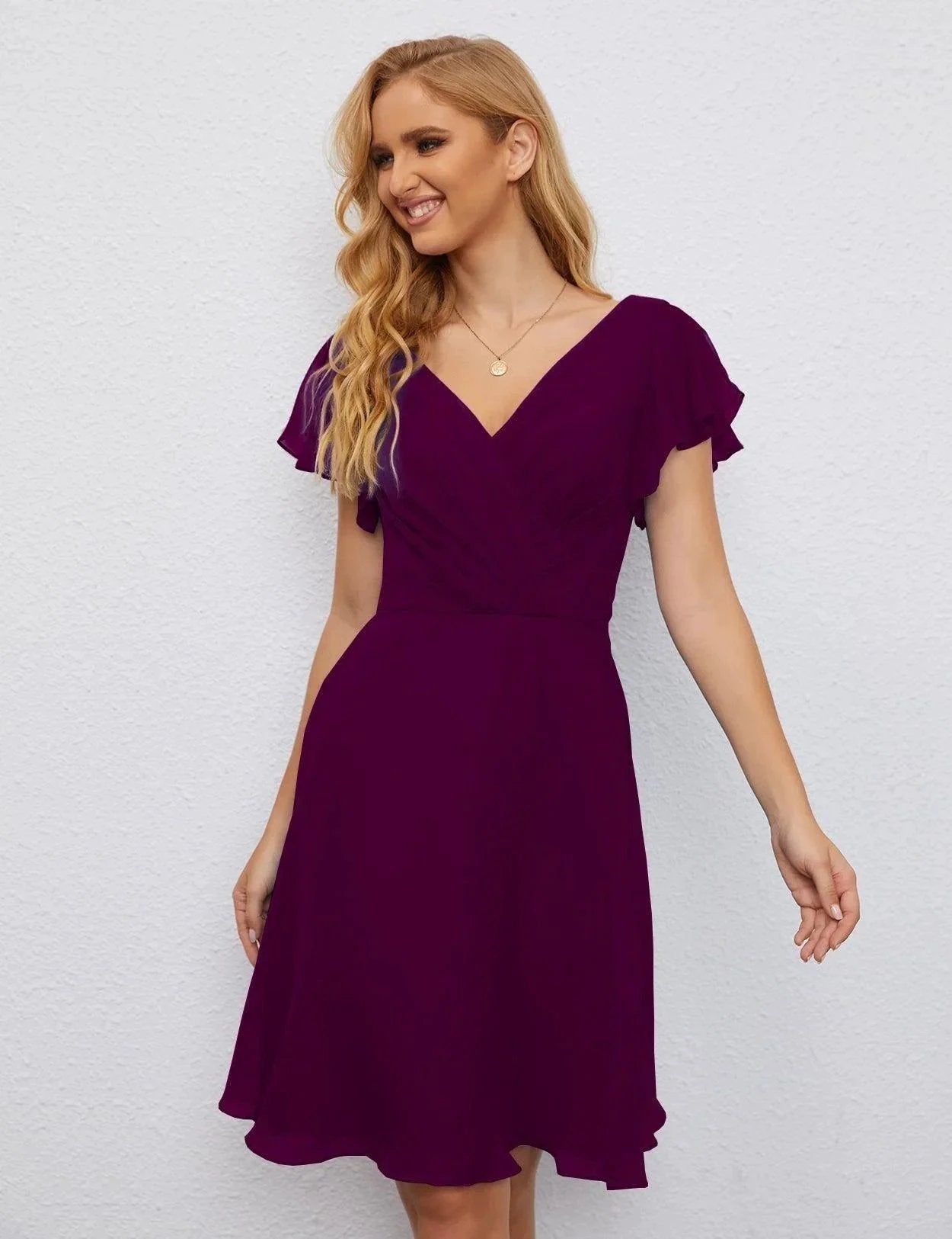 ZapDress U Back Homecoming Dress Formal Prom Dress Knee Length Short Sleeves Cocktail Party Dress 28077 (ZD16953)