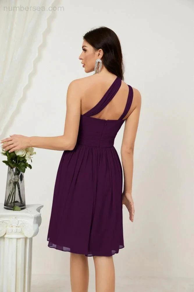 ZapDress Women Chiffon Short One Shoulder Bridesmaid Dress Formal Dresses for Party Homecoming  2804 (ZD16948)