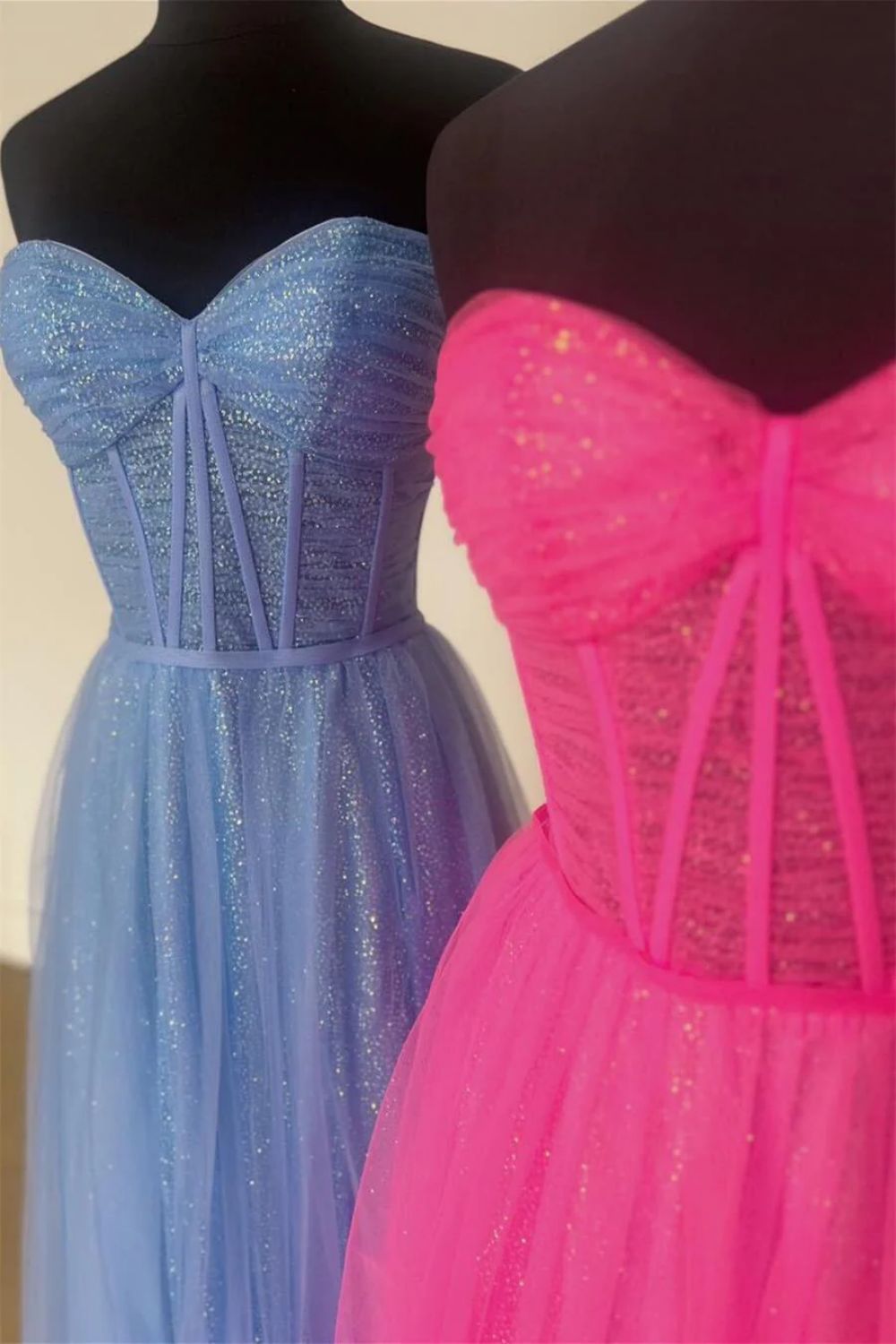 Bling A Line Sweetheart Hot Pink Corset Prom Dress - View 3 | FashionDia