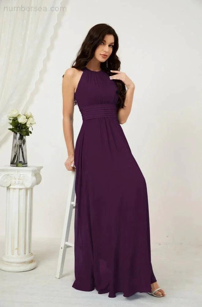 ZapDress Formal Party Gown Dress Chiffon Halter Long Sleeveless Bridesmaid Dresses 2802 (ZD16960)