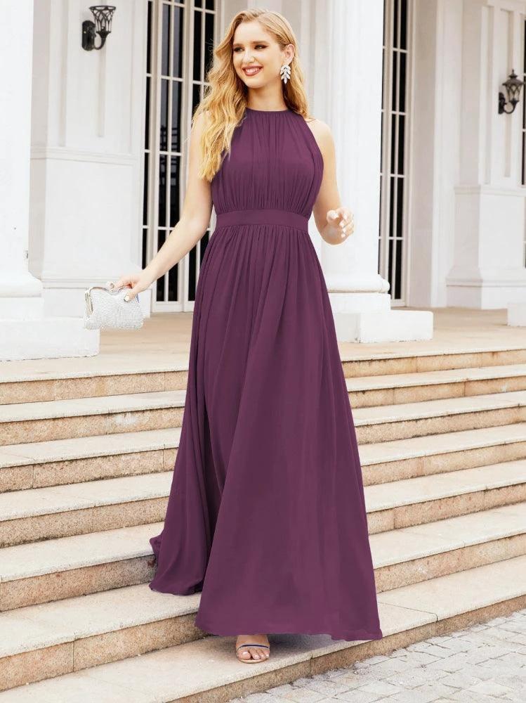 Numbersea Halter Bridesmaid Dress Empire Waist Formal Evening Prom Gown for Mother of The Bride 28030 by numbersea