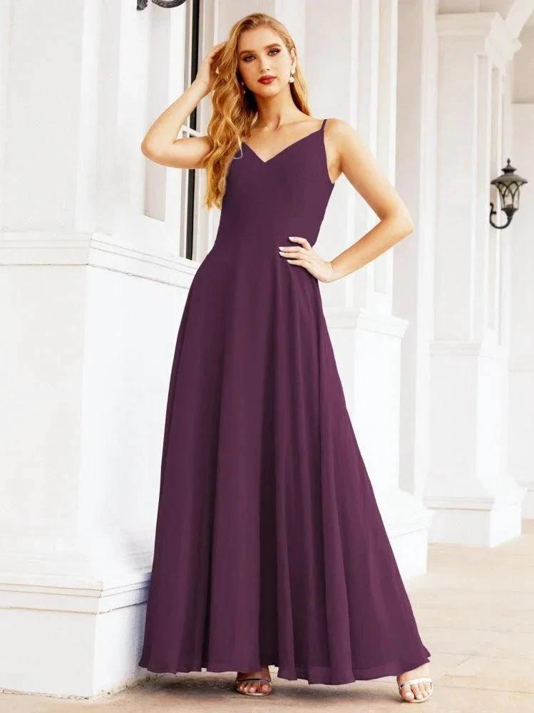Numbersea Spaghetti Strap Bridesmaid Dresses V Neck Butterfly Back Fromal Evening Party Prom Gown 28036 by numbersea