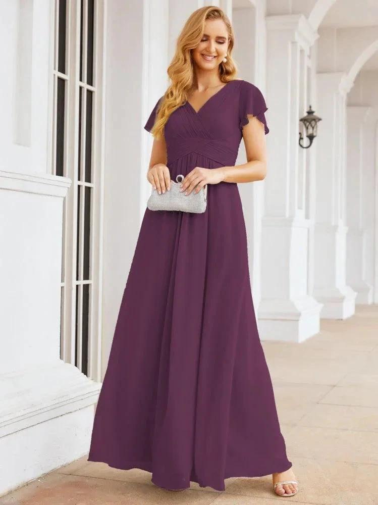 Numbersea Formal Prom Gowns for Mother of The Bride Cap Sleeves Bridesmaid Dress 28047 by numbersea