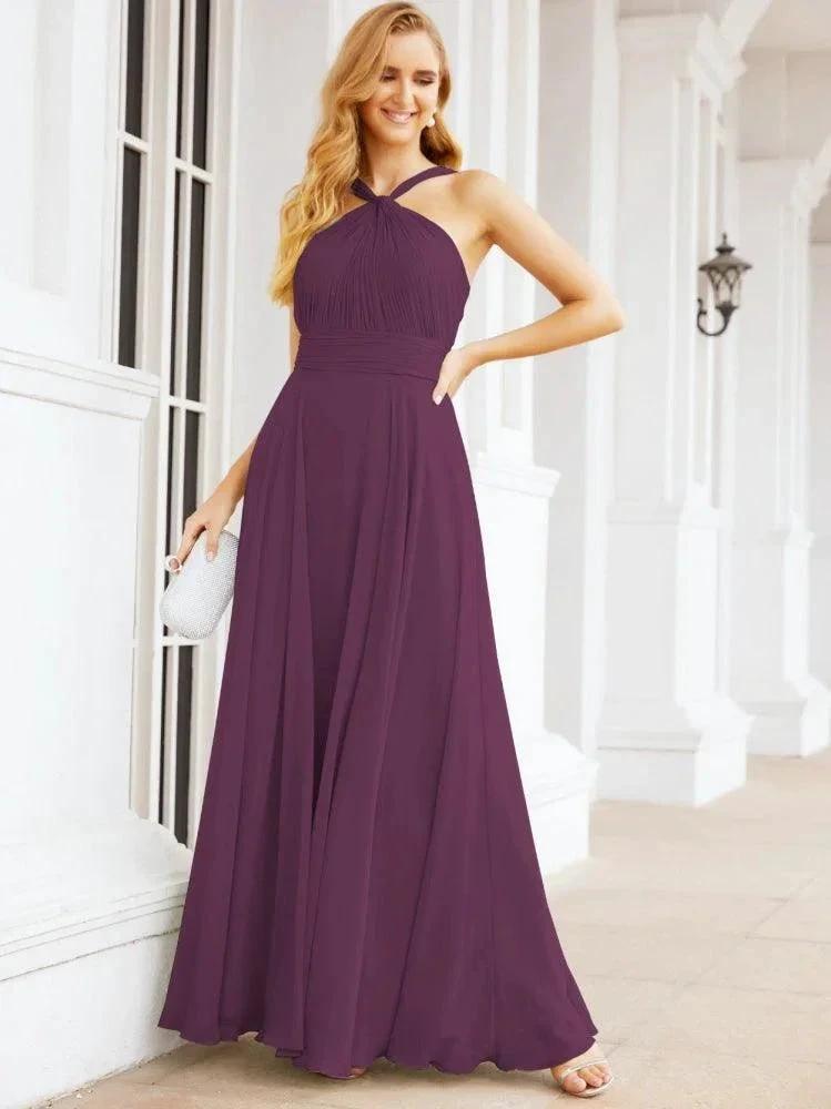 Numbersea Crisscross Halter Bridesmaid Dresses for Party Wedding Evening Prom Maxi Ball Gowns 28053 by numbersea