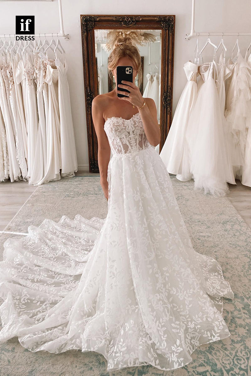 31548 - Luxurious A-Line Sweetheart Lace Appliques Wedding Dress