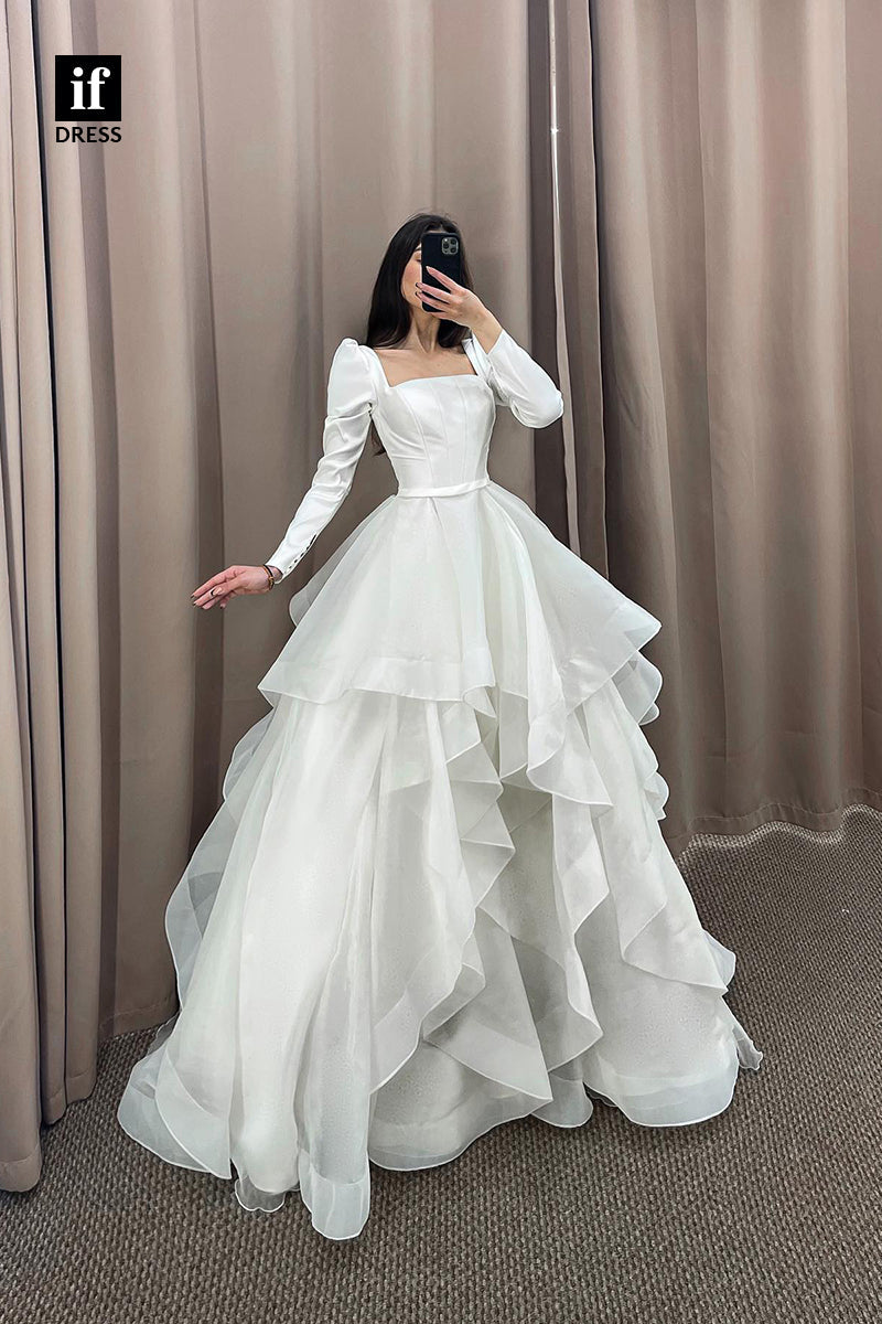 31556 - Attractive Long Sleeves Scoop Ball Gown Wedding Dress