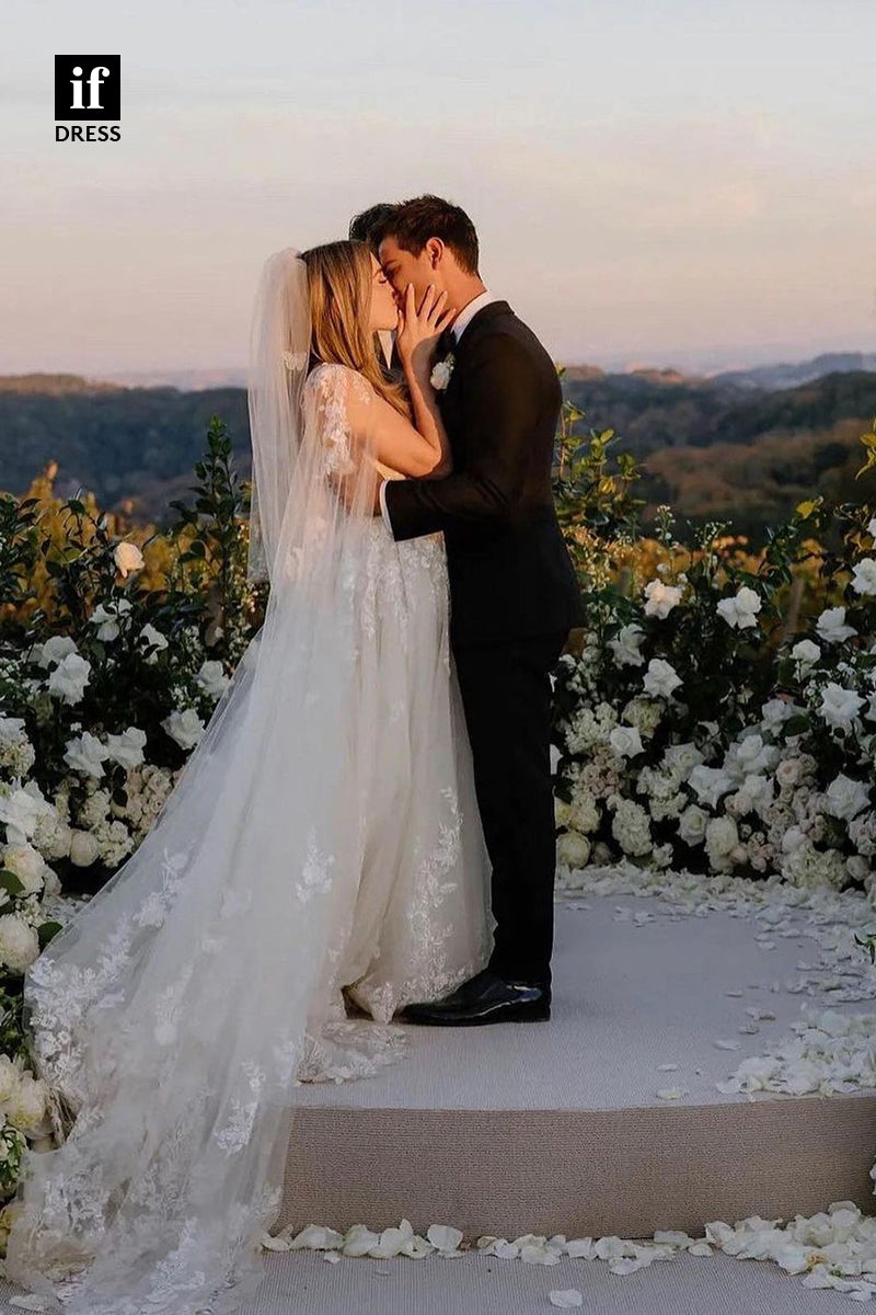 31631 - Romantic A-Line Sweetheart Side Split Boho Wedding Dress