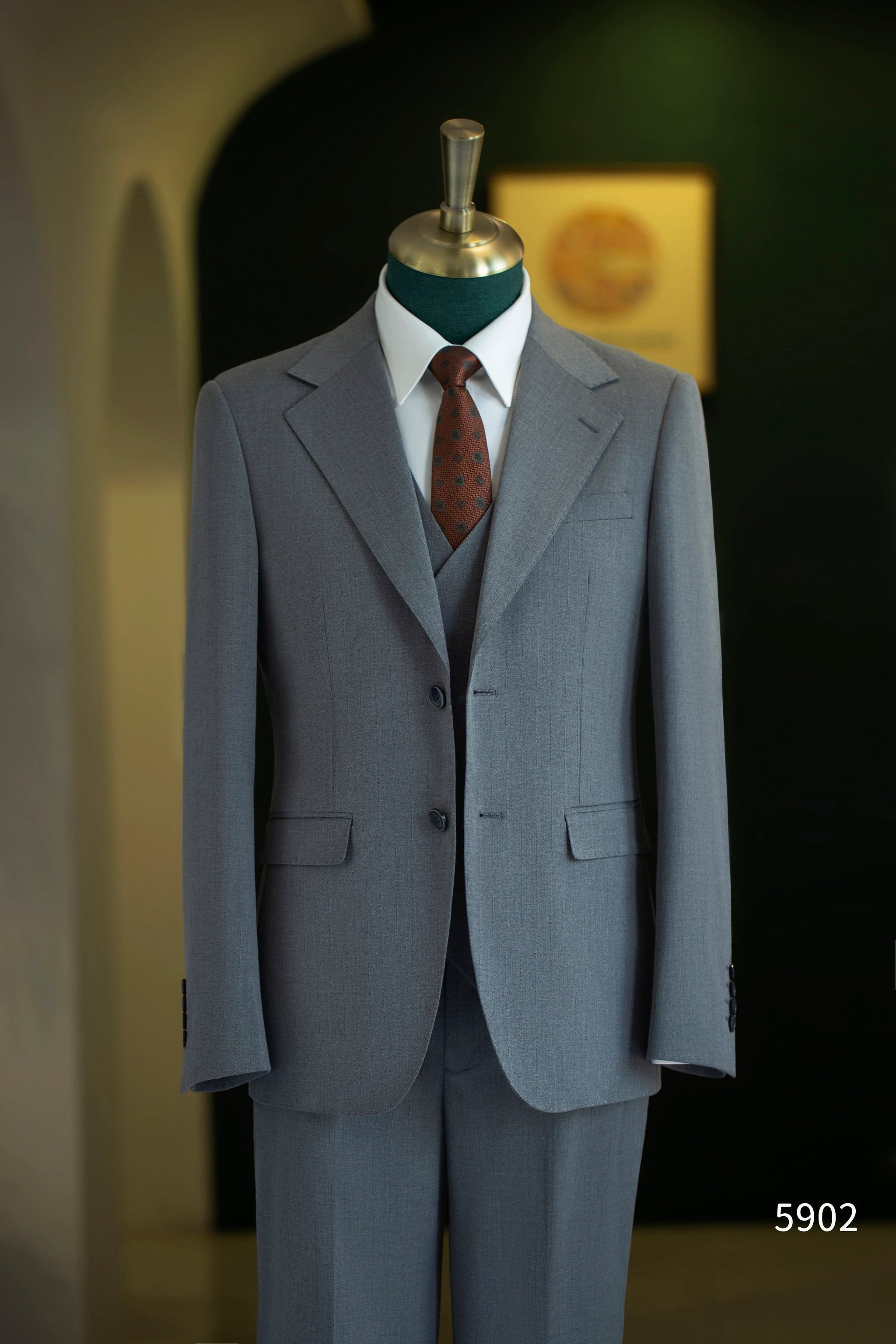 Dusty Blue Pinstripe Wool 3-Piece Wedding Suit | Tailored Groom & Groomsmen Attire by 男装