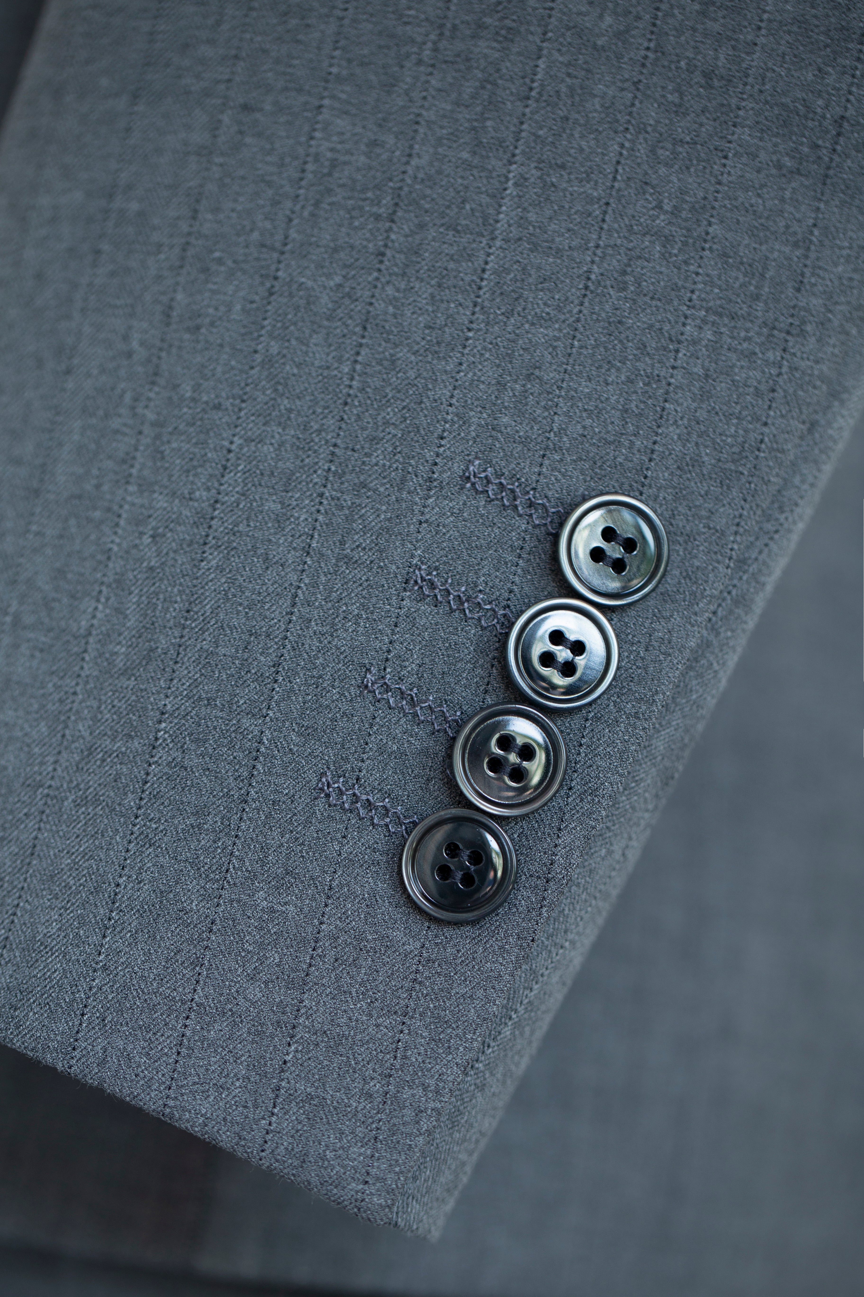Dusty Blue Pinstripe Wool 3 Piece Tailored Wedding Suit for Groom and Groomsmen (ZD17112)