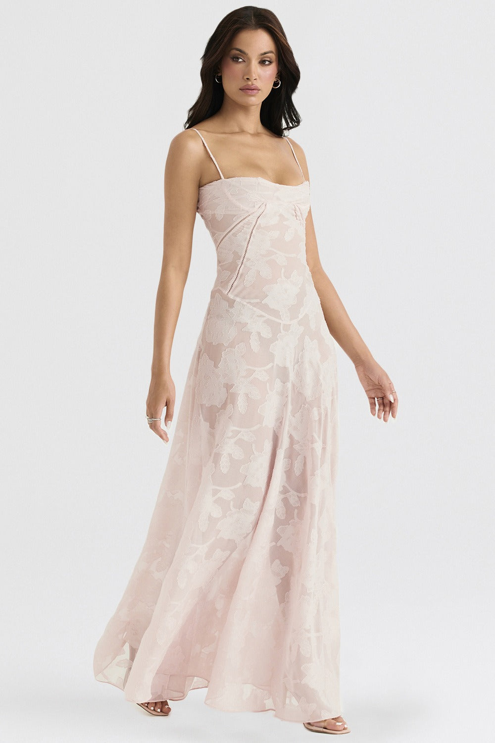 Lace Tie - Strap Romantic Maxi Dress