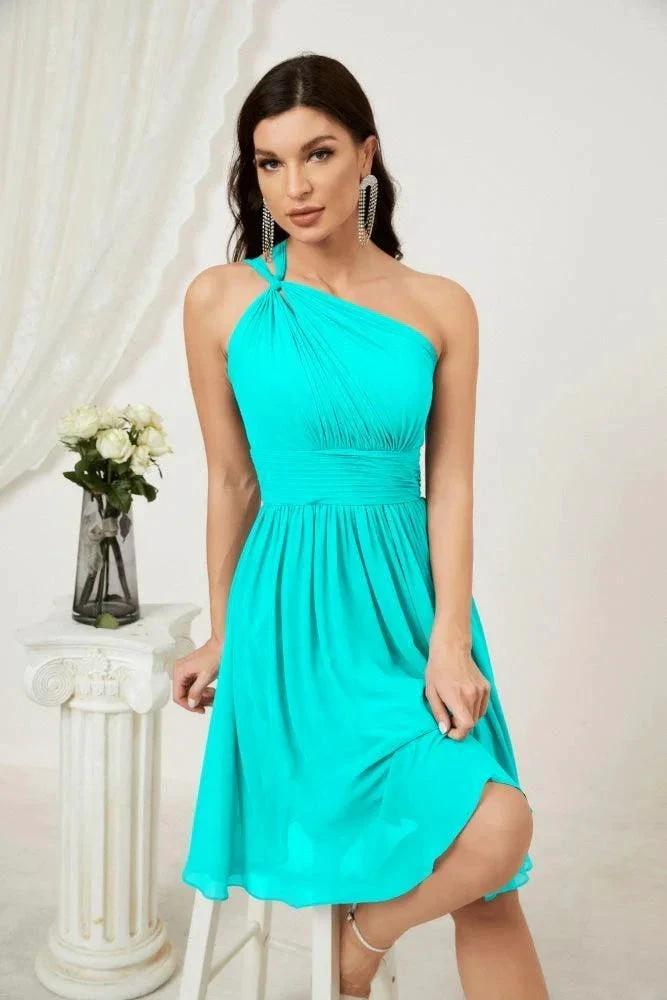 Numbersea Women Chiffon Short One Shoulder Bridesmaid Dress Formal Dresses for Party Homecoming 2804 by numbersea