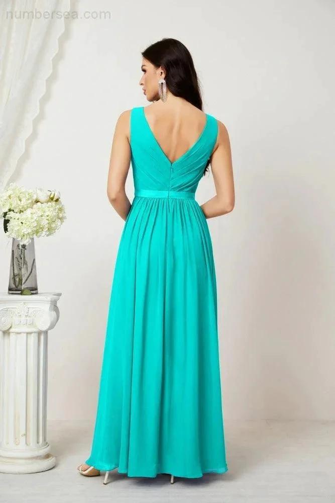 Women's Chiffon Long Bridesmaid Dresses A line Sleeveless Formal Prom Gown for Evening Party Homecoming Dresses 2808 (ZD16947)