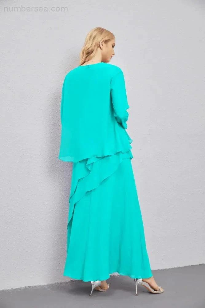 Mother of Bride Dresses with Open Front Lightweight Cardigan Formal Prom Gown  28081 (ZD16990)
