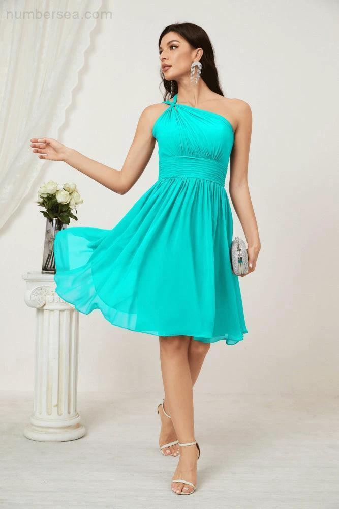 ZapDress Women Chiffon Short One Shoulder Bridesmaid Dress Formal Dresses for Party Homecoming  2804 (ZD16948)