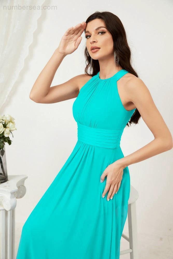 ZapDress Formal Party Gown Dress Chiffon Halter Long Sleeveless Bridesmaid Dresses 2802 (ZD16960)