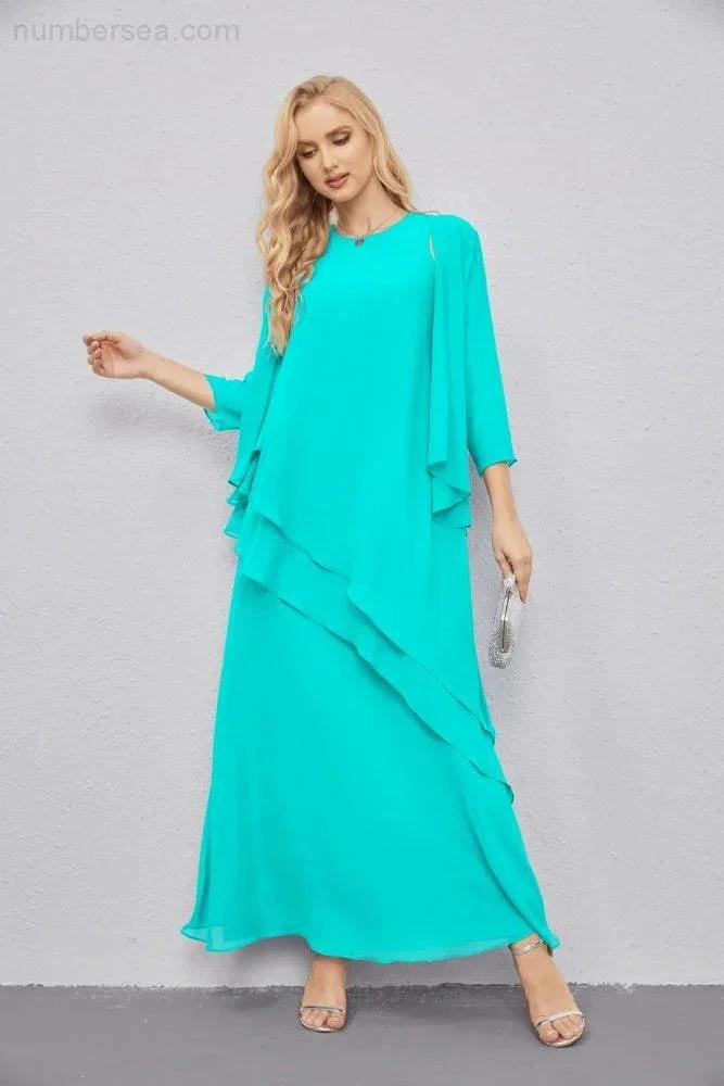 Mother of Bride Dresses with Open Front Lightweight Cardigan Formal Prom Gown  28081 (ZD16990)