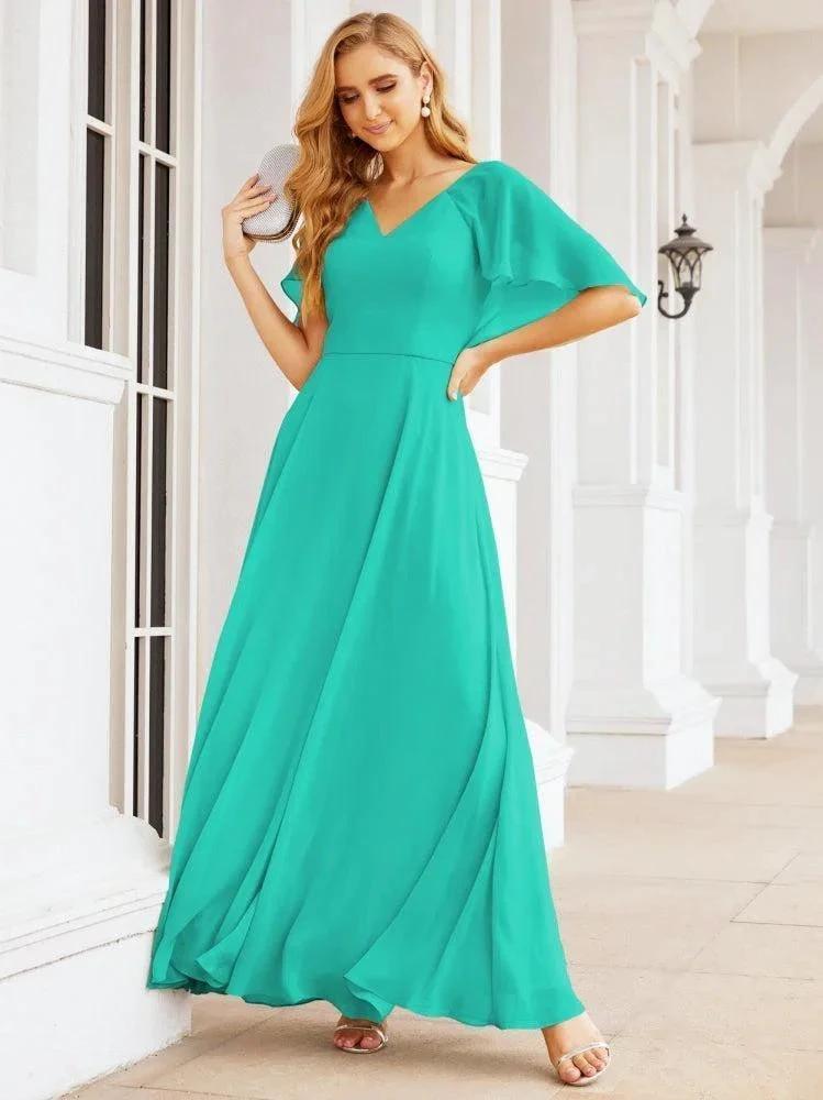 Numbersea Bridesmaid Dresses for Wedding Formal Evening Party Prom Gown with Cape 28050 by numbersea