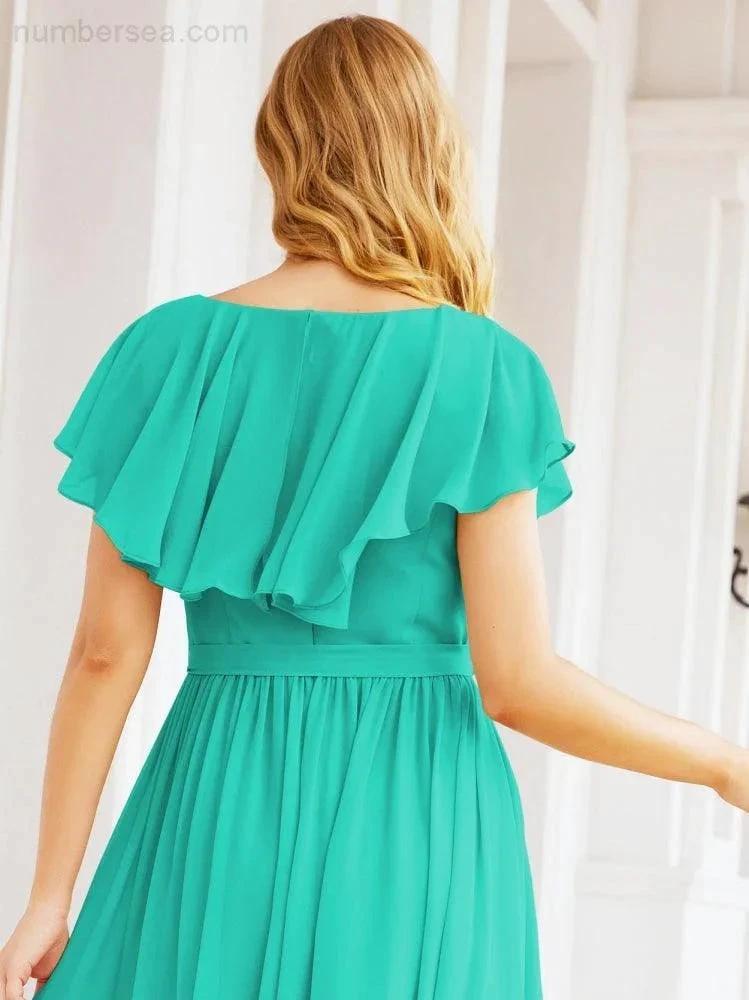 Bridesmaid Dresses with Flutter Sleeves Formal Evening Party Prom Gowns 28044 (ZD17033)